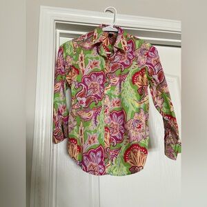 Lauren Ralph Lauren Vibrant Floral 3/4 Sleeve Blouse